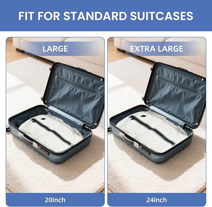 BAGAIL TPU Vacuum Bag for Travel, Reusable Compression Bag with IPX8 Waterproof Zipper, Save Space for Suitcase, Backpack and Carry on (White, Large, No Pump)