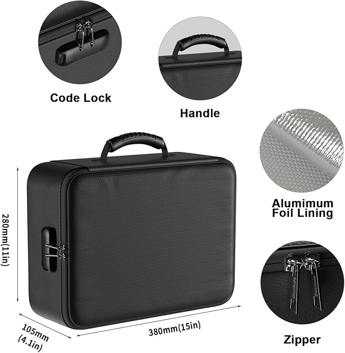 DocSafe 5200°F Document Organizer with Lock, Upgraded Heat Insulated Fireproof＆Water-Resistant Box 8 Layers File Organizer, Portable Home Travel Safe Storage for Important Documents and More