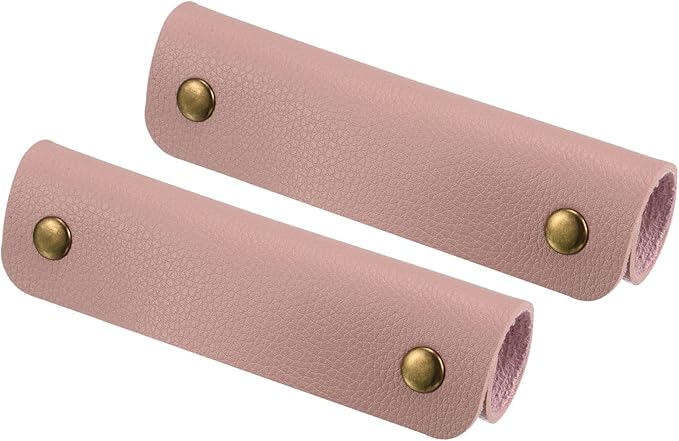 PATIKIL Luggage Handle Wrap, 2 Pack PU Handbag Grip Cover Protector Identifier with Clasp for Suitcase Grocery Shopping Bag, Pink