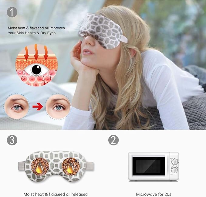 2 in 1 Heated/Ice Eye Mask Moist Heat Eye Mask Lavender & Flaxseed Sinus Pillow Microwavable for Dry Eye,Styes,Sinus Pain,Headache,Migraine,Puffy or Swollen Eyes Irritated and Inflamed Eyelid Bumps