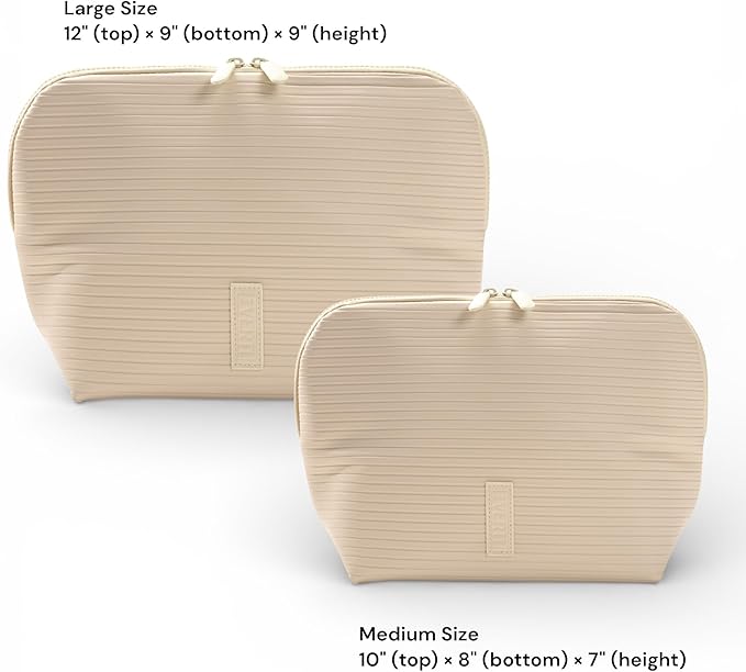 THE VERTI-Vertical Waterproof Makeup & Toiletry Bag | 23-Pocket Organizer with Upright, Fold-Down Design for Skincare, Toiletries & Essentials (Shell)
