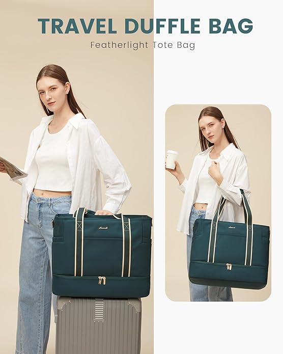 LOVEVOOK Travel Duffle Bags for Women, 45L carry on weekender bags, personal item travel with Toiletry