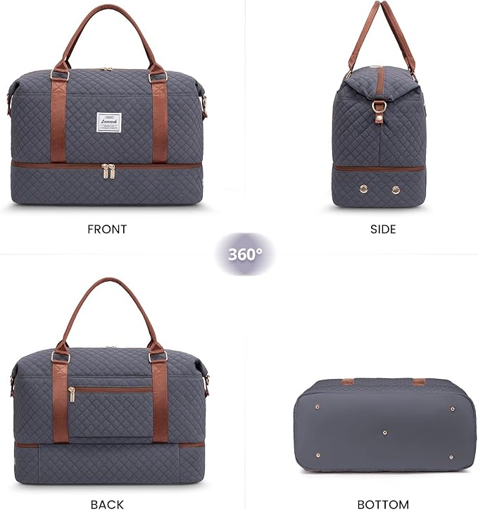 LOVEVOOK Travel Duffle Bag,Weekender Bags for Women with Shoe Compartment，Carry on Overnight Bag with Toiletry Bag,Gym Duffel Bag with Wet Pocket, Hospital Bags for Labor and Delivery