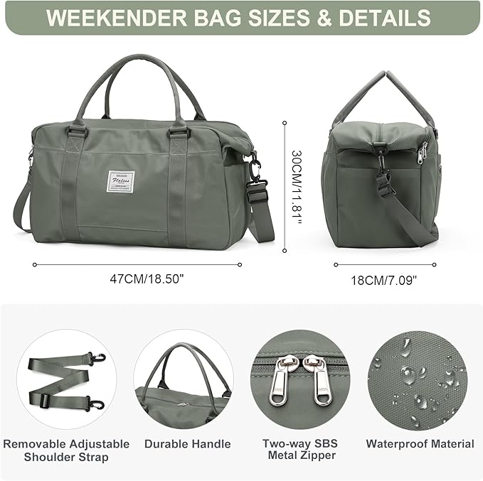 HYC00 Travel Duffel Bag,Carry-on Overnight Weekender Bags for Women,Sports Tote Gym Bag with Wet Pocket
