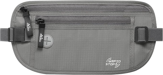 MoKo Secure Travel Money Belt, Undercover Hidden RFID Blocking Travel Wallet, Anti-Theft Passport Wallets for Men Women