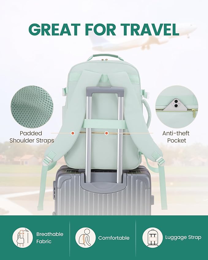 LOVEVOOK 40L Travel Backpack for Women Men,Waterproof Airline Approved Carry On Luggage Travel Essentials,TSA Carry On Backpack Personal Item Travel Bag Suitcase Weekender Traveling with Packing Cubes