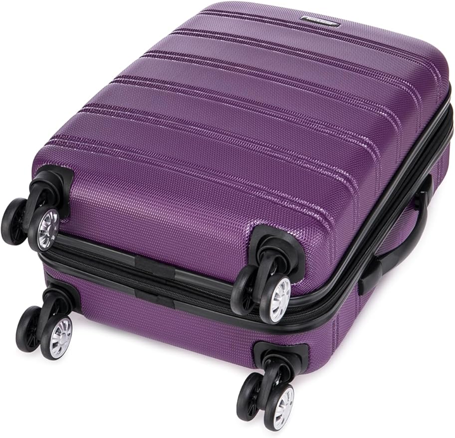 Rockland Melbourne Hardside Expandable Spinner Wheel Luggage Set, Purple, Carry-On 20-Inch and Tote 14-Inch