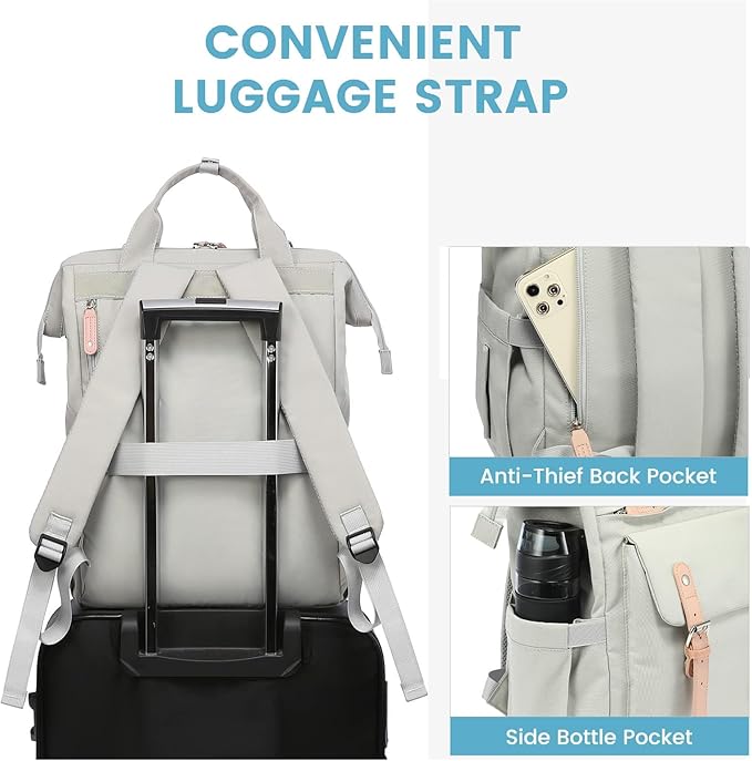 LOVEVOOK Laptop Backpack for Women, Teacher Nurse Bag Work Travel Computer Backpacks Purse,Water Resistant Daypack with USB Charging Port, 17.3 inch