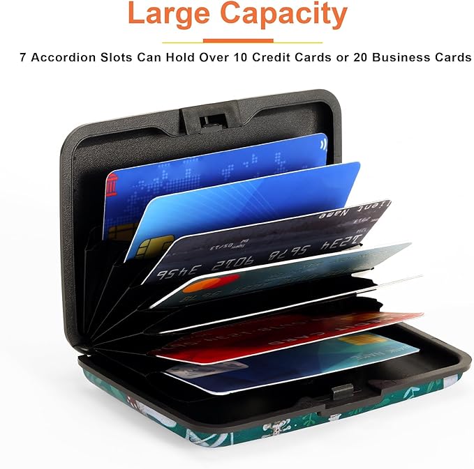 Mayski Credit Card Holder, RFID Blocking, Aluminum Alloy Hard Case, Small Mini Business Metal Wallet for Women Men, Mushroom