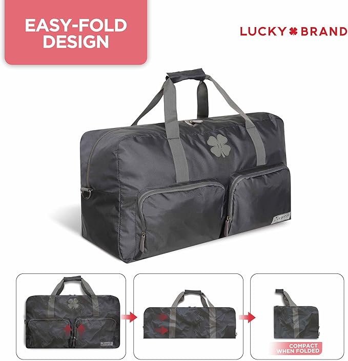 Lucky Travel Duffel Bags 85L, Gym Bag, Travel Bag & Large Duffle Bag for Men, Foldable Overnight Weekender Bags for Women & Men with Adjustable Shoulder Strap, Charcoal