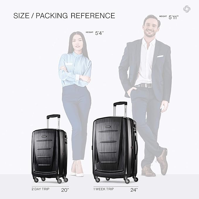 Samsonite Winfield 2 Hardside Expandable Luggage with Spinner Wheels, Brushed Anthracite, 2-Piece Set (20/24)