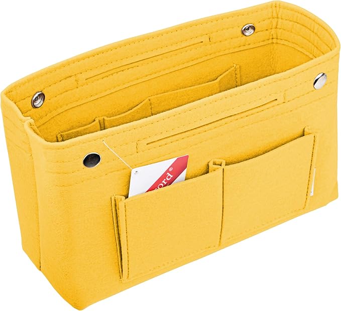 Vercord Felt Purse Tote Organizer Insert Divider Inside Handbag for Women Medium Yellow