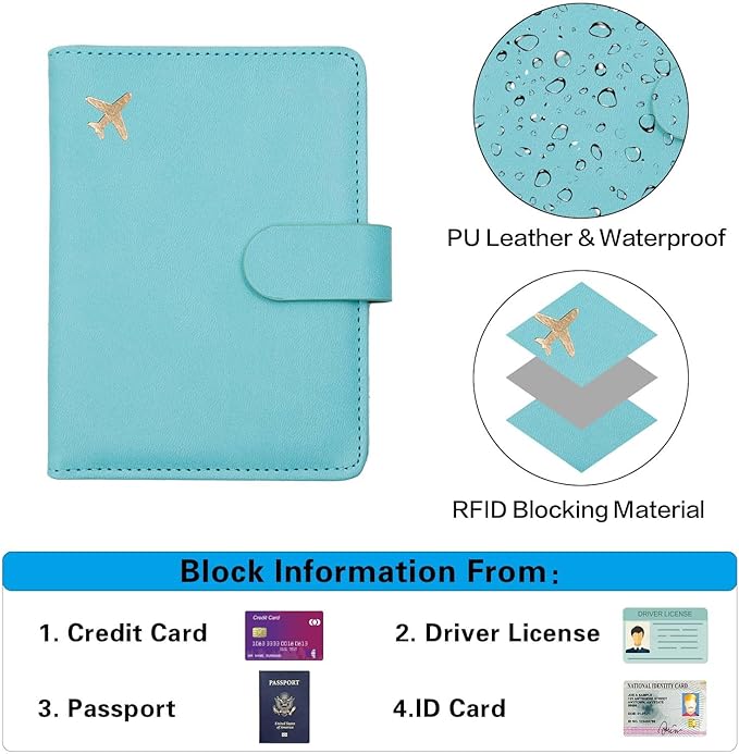Melsbrinna Premium Leather Passport Holder Covers Case, Waterproof Rfid Blocking Travel Wallet Passport Holder with Pen Holder, Cute Passport Book for Women/Men