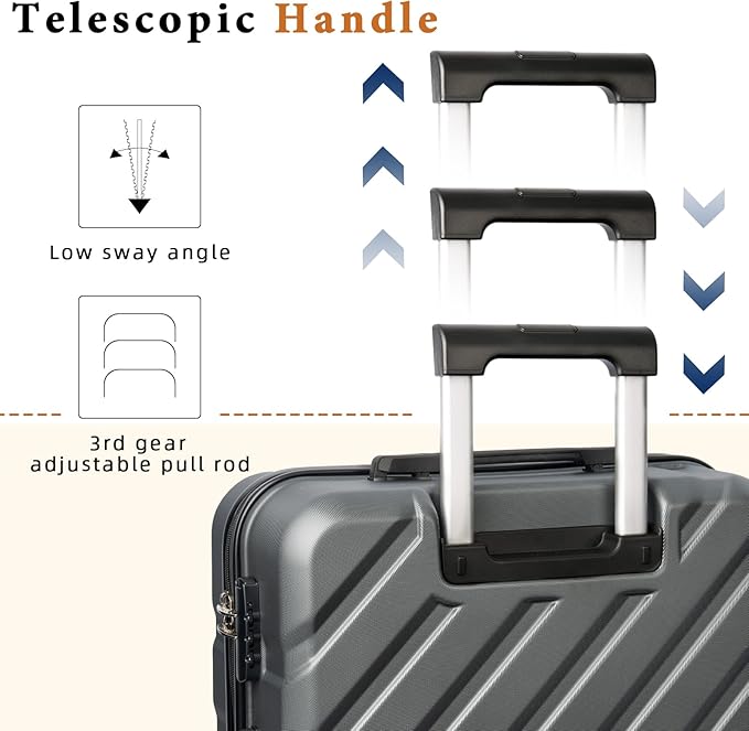 Luggage Sets 5 Piece, Suitcases with Wheels, ABS Hard Case Luggage with TSA Lock Spinner Wheels, Carry On Luggage Set(5 Piece Sets (20"/24"/28"/DB/TB))