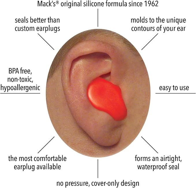 Mack's Soft Moldable Silicone Putty Ear Plugs - Kids Size, 6 Pair - Comfortable Small Earplugs for Swimming, Bathing, Travel, Loud Events and Flying | Made in USA
