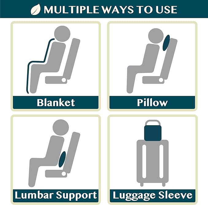 PAVILIA Travel Blanket Airplane Compact with Bag, Soft Packable Plane Blanket Kids Adults, Portable Camping Flight Essentials, Travelers Gifts Accessories, Luggage Backpack Strap, 65x40 Teal Blue