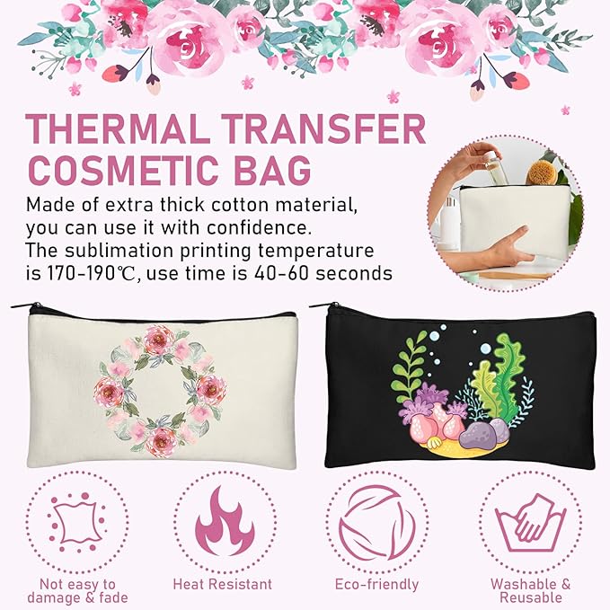 Legigo Blank Canvas Bag Zipper Pouch Makeup Bags Bulk - Multi-Purpose Canvas Pencil Pouch with Sturdy Zipper, Cosmetic Bag Travel Toiletry Bag for DIY Craft Projects, Storage (8.3 x 5 inches)