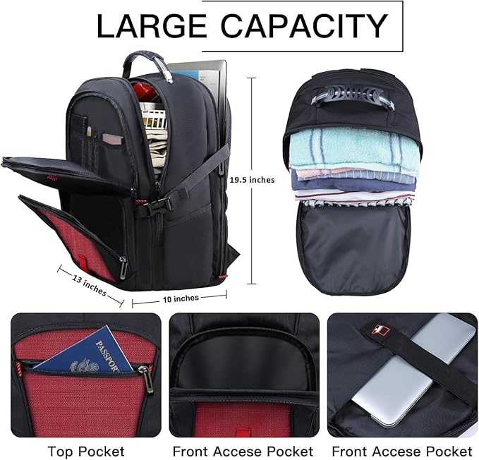 ANTERK Extra Large Backpack, Travel Laptop Backpack, Sturdy TSA Water Resistant 17.3 Inch Carry on Backpacks, Anti Theft Business Computer Backpacks Gifts for Men Women, Red