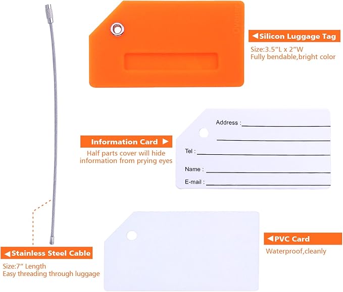 5Pack Silicone Luggage Tag with Name ID Card Perfect to Quickly Spot Luggage Suitcase by Ovener