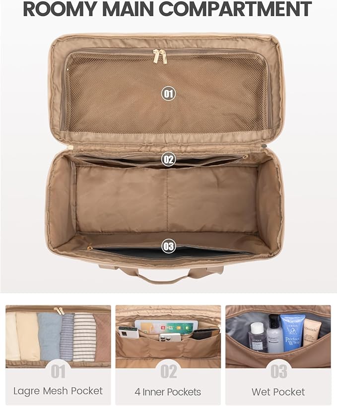 LOVEVOOK Travel Duffle Bag - Weekender & Overnight Bag with Toiletry & Wet Pocket, Carry-On Size, 3pc Set
