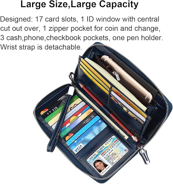 Lavemi Small Compact Women Wallet RFID Blocking Genuine Leather Bifold Purse with ID Windows