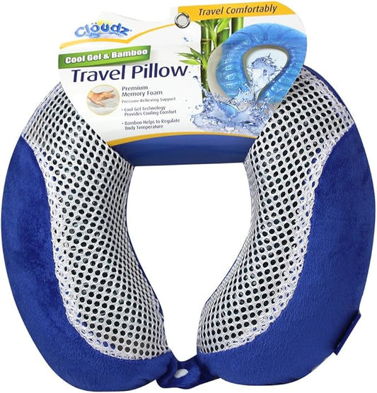 Cloudz Comfort Gel Memory Foam Travel Neck Pillow - Blue