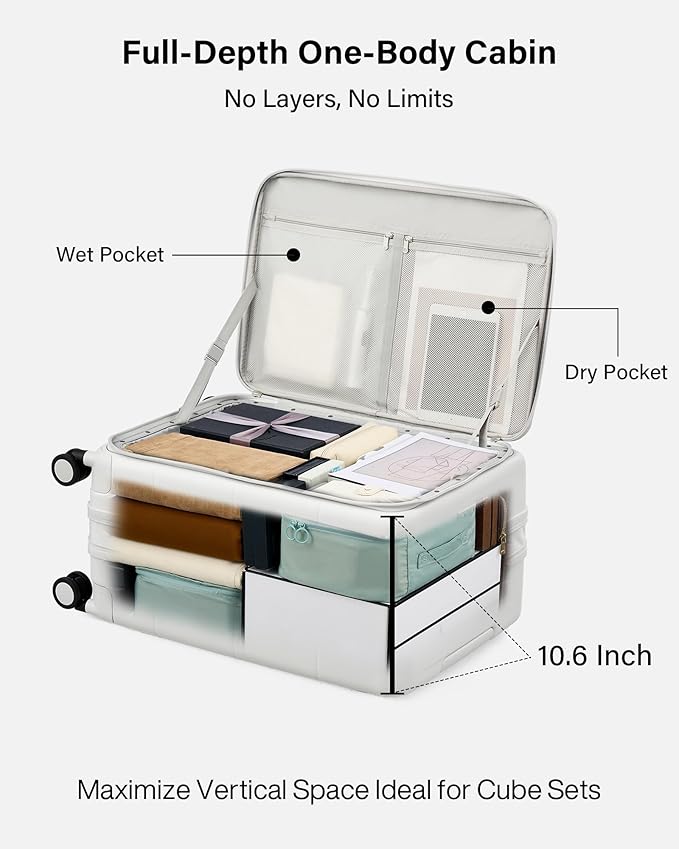 Hanke Hardside Expandable Carry On Luggage, 20 Inch Top Opening Trunk Luggages with Spinner Wheels, All-PC Hard Shell Carry-On Suitcase, Lightweight & TSA Airline Approved (Smoke White, 46L)