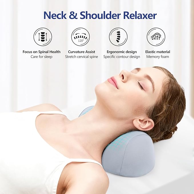 ComfortLife Small Neck Stretcher Pillow for Pain Relief, Medium Soft Cervical Traction Device Neck Mild Support Pillow Foam Cervical Neck Pillow for Tension Muscle Relax Relief (Grey)