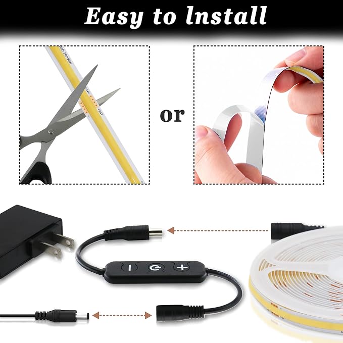 50FT COB LED Strip Lights Blue 24V High CRI95+ Ultra Bright Flexible LED Tape Lights Safe Low Voltage LED Lights Strip Rope Lights for Kitchen Under Cabinet Stairs Bedroom DIY Decorative Lighting