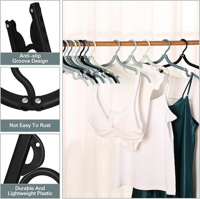 Teenyyou 15 Pcs Travel Hangers Cruise Ship Essentials Foldable Portable Plastic Vacation Hangers Non Slip Clothes Drying Rack Travel Accessories for Dormitory School Hotel Laundry (Vintage Color)