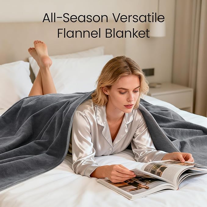 LOOBANI Waterproof Throw Blanket for Couch: Reversible Leakproof Couch Blanket 40" x 60", Soft Flannel & Coral Fleece Bed Blanket Stain-Proof for Sofa Cover, Pet Accidents, Travel, Grey