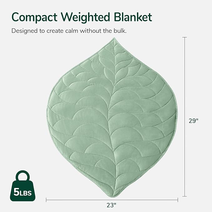 Kaisa Weighted Blanket for Adults (5 lbs,23"x29"), Soft Heavy Blanket Machine Washable, Small Size Weighted Blankets with Glass Beads for Couch and Bed, Sage Green