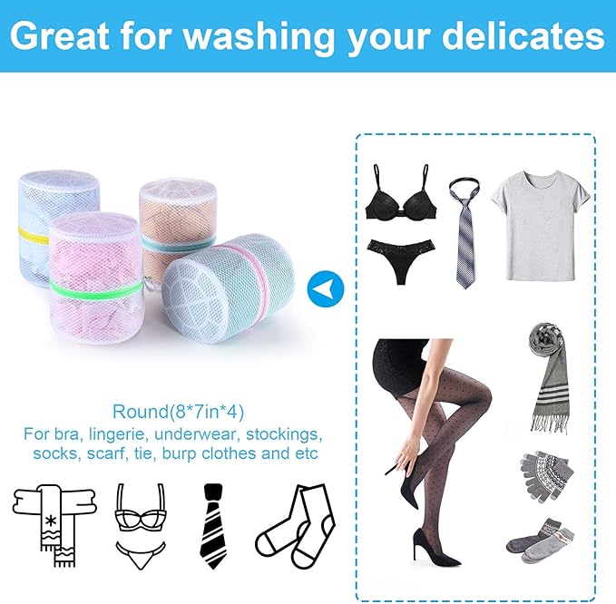 GOGOODA Mesh Laundry Bags, Delicates Washing Bags for Sweater Blouse Hosiery Bras Premium Wash Bags for Travel Storage Organization (4 Set)