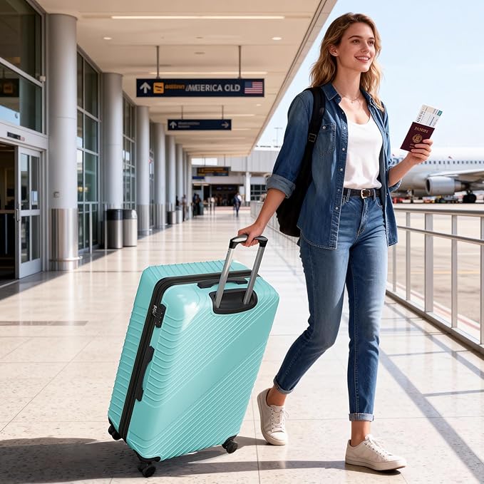 28 Inch Checked Luggage, ABS Hardside Suitcase with Spinner Wheels, TSA Security Lock, Lightweight Large Luggage for Women, Men, Expandable Travel Suitcase for Business, Road Trips & Family Vacations