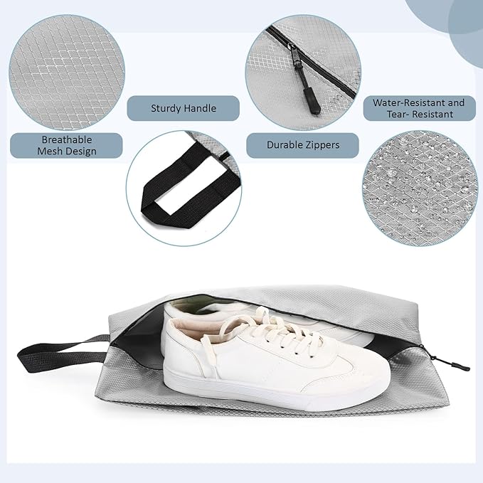 6 Pcs Travel Shoe Bags with Zipper Portable Suitcase Shoe Organizer Packing for Men Women Nylon Multicolor(L,Dusty Pink)