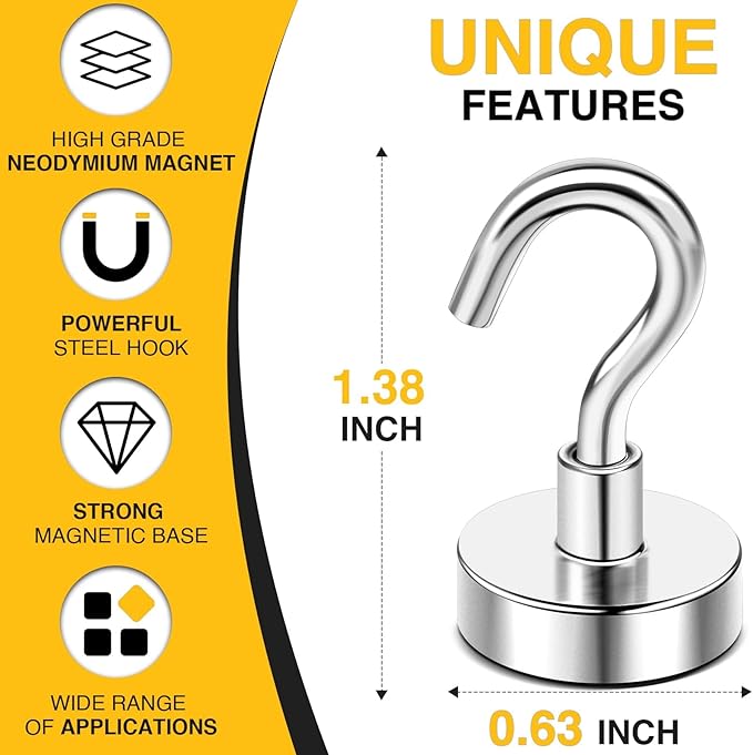 DIYMAG Magnetic Hooks, 30lbs+ Magnet Hook 2026 Cruise Cabin Ship Essentials Heavy Duty Strong Magnets Refrigerator Fridge Hanging for Classroom Beach Vacation Kitchen Grills Home 60 Pack