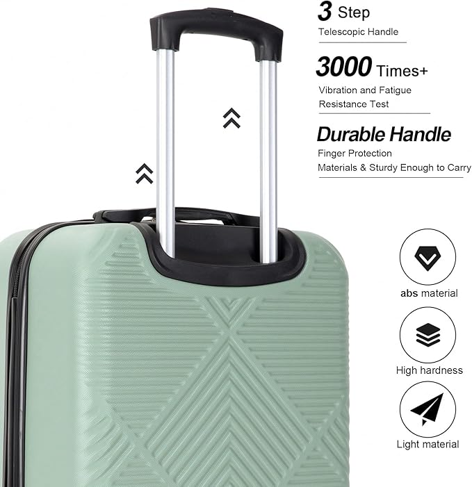 2 Piece Carry on Luggage Set, Airline Approved 20 Inch Luggage with Cosmetic Case HardShell Suitcase with Spinner Wheels, Lightweight Durable Hardside Suitcases Set, Olive Green