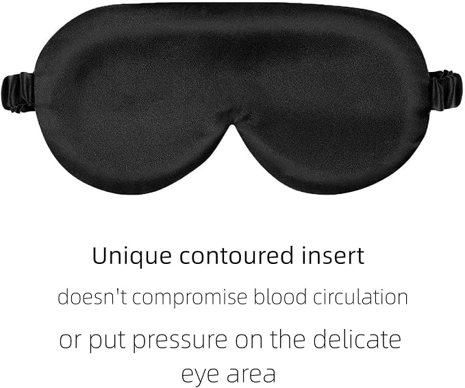 ALASKA BEAR Sleep Mask with Silk-Covered Adjustable Strap for Hair Care, Silk Eye Mask Comfortable Scrunchy Band Over Ears (Built-in Contour Insert, Luxury 22 Momme)