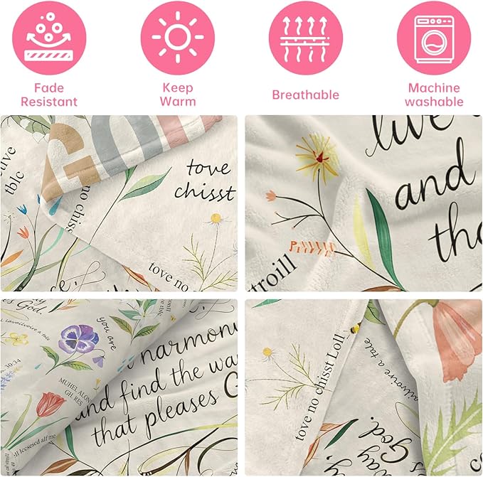 TEHALK Christian Gifts for Women Faith, Inspirational/Religious/Spiritual Gifts for Adults 40"x 50"