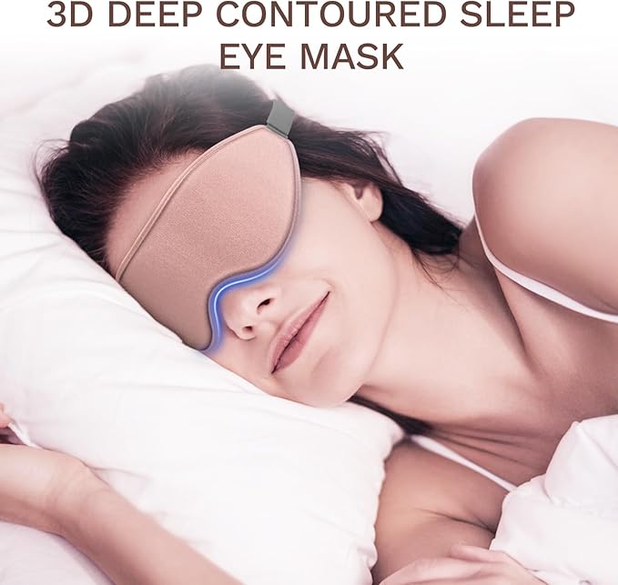 FlyCoco 99% Fully Block Out Light Eye Sleep Mask, 3D Deep Contoured Eyes Cover Zero Pressure, Long Lash Extension Eyes Mask with Adjustable Straps for Sleeping Travel Home Nap Rest Women Men (Rose)