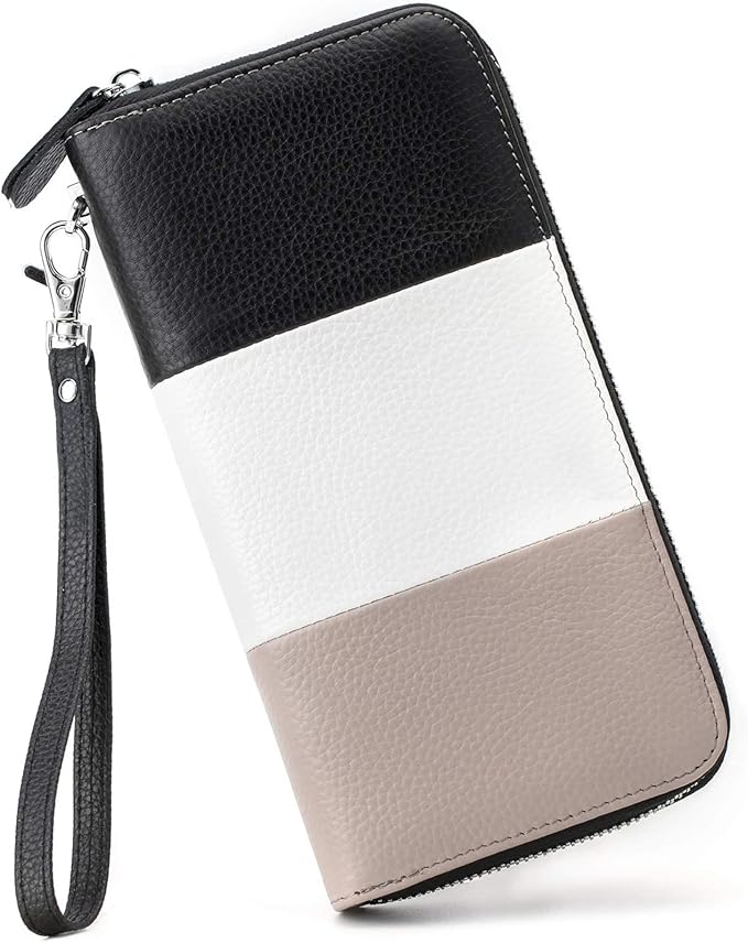 Moflycom Womens Wallet RFID Blocking Genuine Leather Multi Credit Card Large Capacity Zip Around Clutch Travel Purse Wristlet
