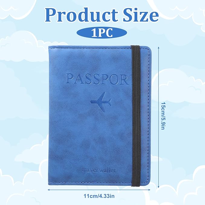 Passport Holder, RFID Passport Cover Wallet for Men Travel Wallet with Credit Card Slots Passports Wallets Case Book Travels Must Have for Women Men, Marine Blue