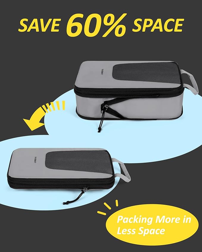 BAGSMART Compression Packing Cubes for Travel, 6/5/4set Lightweight Packing Organizers, Summer Travel Essentials Suitcase Organizer Bags Set
