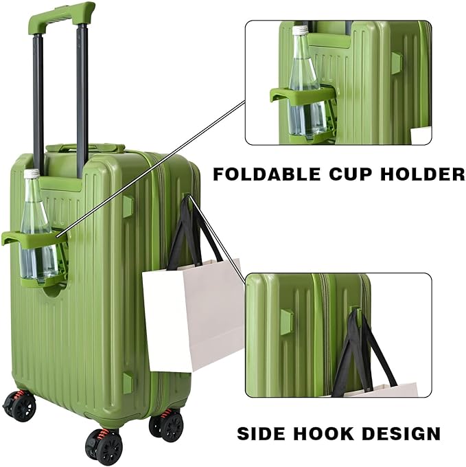 Carry on Luggage Airline Approved, Carry on Suitcases with Wheels, Expandable Suitcase with YKK zipper, Top Open Design Luggage with Spinner wheels, Perfect for Gift, Pale Green Luggage.