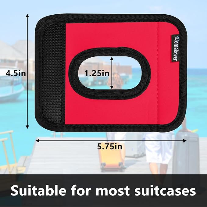 5 Pcs Neoprene Luggage Handle Wrap Handle Grip Luggage Tags Identifier Hollow Design for Push-Button, Bright Luggage Markers for Airport Travel Luggage Suitcase Trolley Case