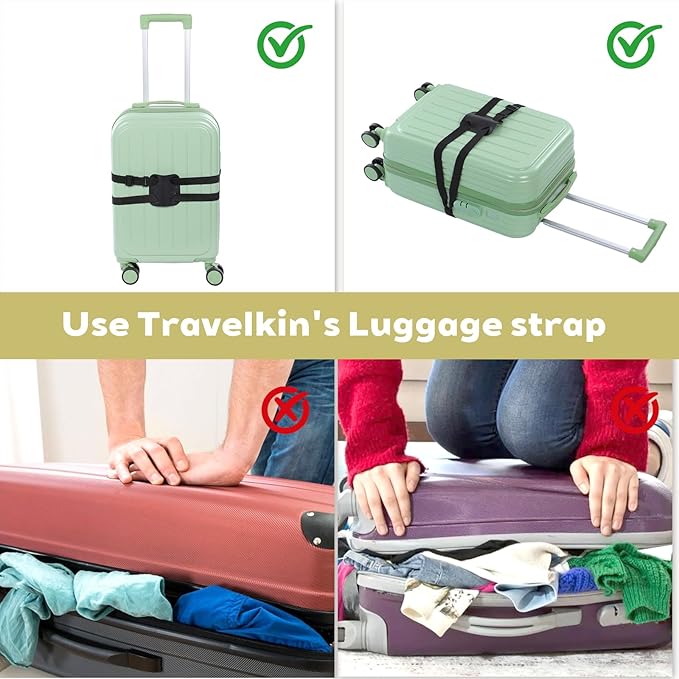 2 Pack Luggage Straps Bag Bungee for Add a Bag Suitcase Adjustable Belt Travel Suitcase Elastic Strap Belt Travel Accessories Connecting Carry On Bags Add Bags