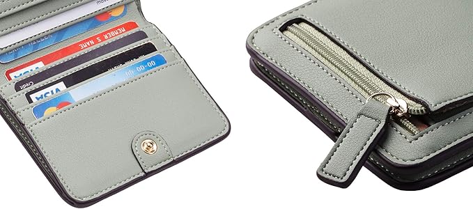 Toughergun Women’s Small Slim Leather Wallet with RFID Protection, Compact Bifold Mini Purse with Clear ID Window