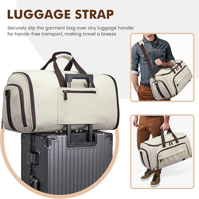 S-ZONE Carry On Garment Bag for Travel Convertible Duffle Bags for Men Women 2 in 1 Hanging Suitcase Business with Toiletry Bag