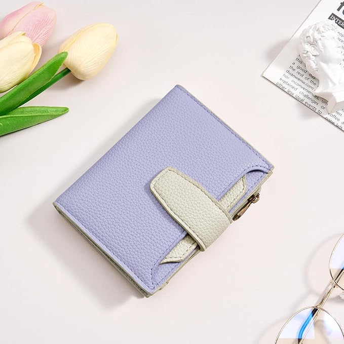 Airkit Small Wallet Women RFID Blocking Soft Leather Bifold Compact Card Holder Wallet for Women with Zipper Coin Pocket 4 ID Window