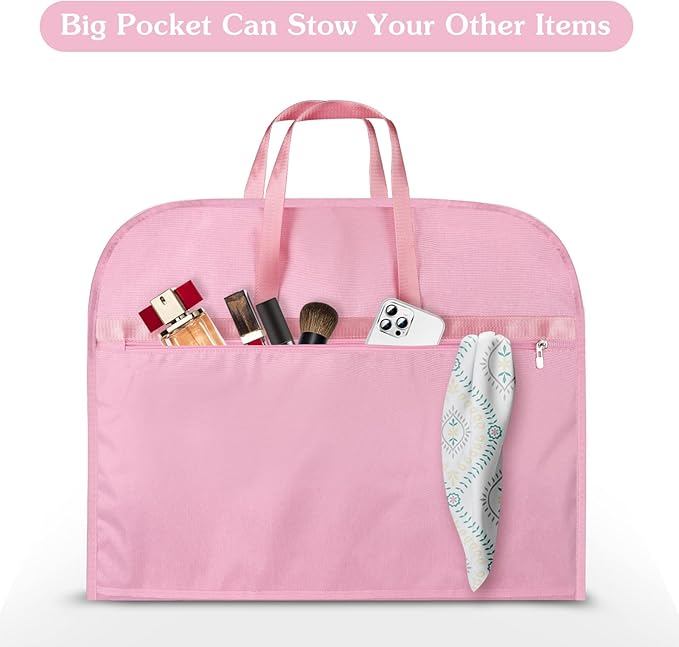 Limoomil Heavy Duty Waterproof Garment Bag for Travel, Tear Resistance Suit Bag for Women Travel for Suits, Tuxedos, Coats, Uniform. Pink, 42 inch…